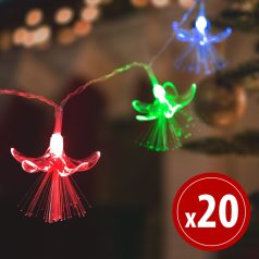   LED fényfüzér - virágos - 20 LED - 2,85 méter - színes - 2 x AA