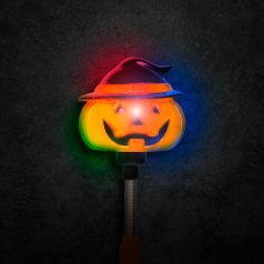 Halloween-i LED lámpa - rugós tök - elemes
