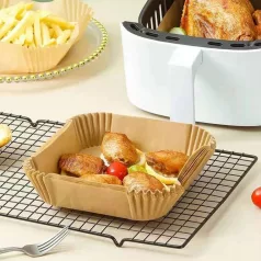 Air Fryer Sütőpapír Tálca Szögletes 20*20cm 50 Darabos