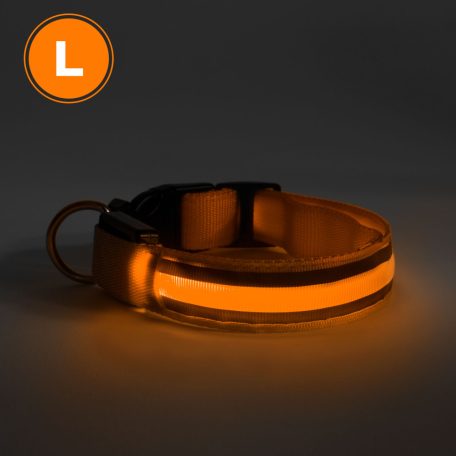 LED-es nyakörv - akkumulátoros - L méret - narancs