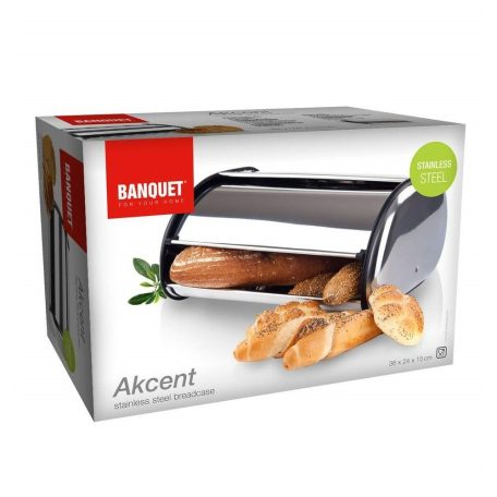 Kenyértartó Rozsdamentes 36x24 cm Akcent