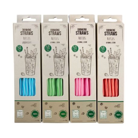 Mosható műanyag szívószál 50 db-os