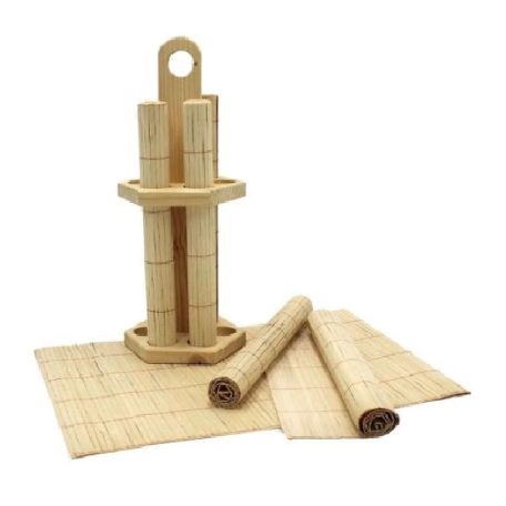 Bambusz Tányéralátét 4 Db+Fatartó