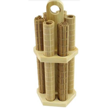Bambusz Tányéralátét 6 Db+Fatartó