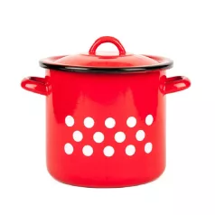 Zománcozott Fazék+Fedő Piros Pöttyös 15 L 2+39/28/P