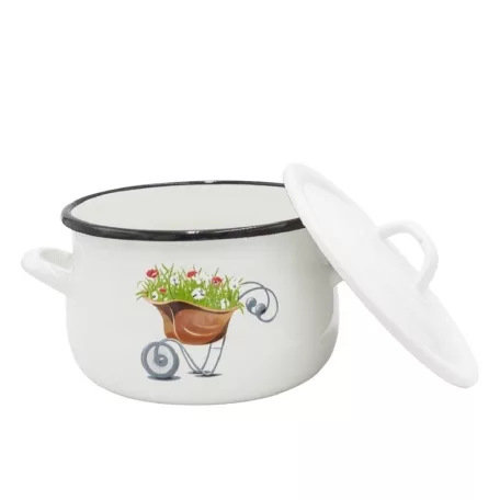 Zománcozott Ferde Falú Fazék+Tető 22 Cm /217/22