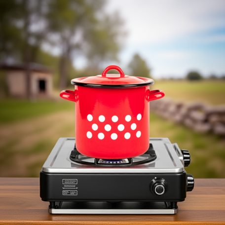 Zománcozott Fazék+Fedő Piros Pöttyös 2 L 2+39/15Pp