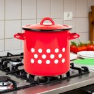 Zománcozott Fazék+Fedő Piros Pöttyös 10 L 2+39/25Pp