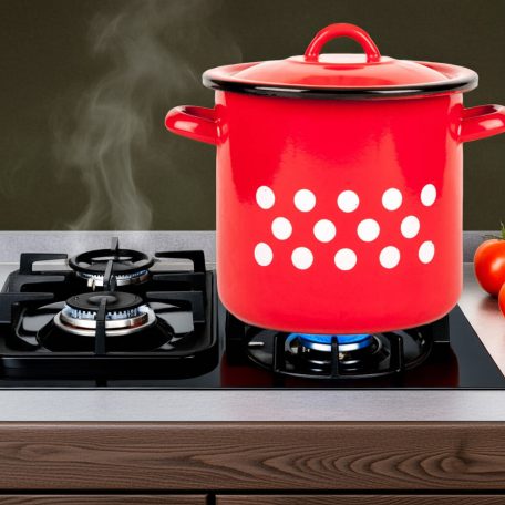 Zománcozott Fazék+Fedő Piros Pöttyös 10 L 2+39/25Pp