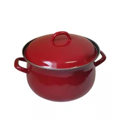  Zománcozott Bevonatos Ferdefalú Fazék+Fedő 24 Cm 3217T/24