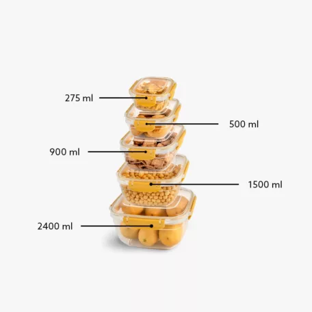 Ételtároló Kocka Szett Patentzáras 5 Db-os - 30809
