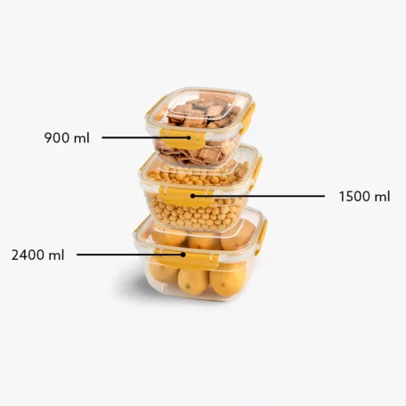 Ételtároló Szett Szögletes Patentzáras 3 db-os 30872
