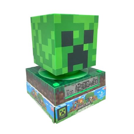 Minecraft Creeper 3D éjszakai lámpa és ébresztőóra