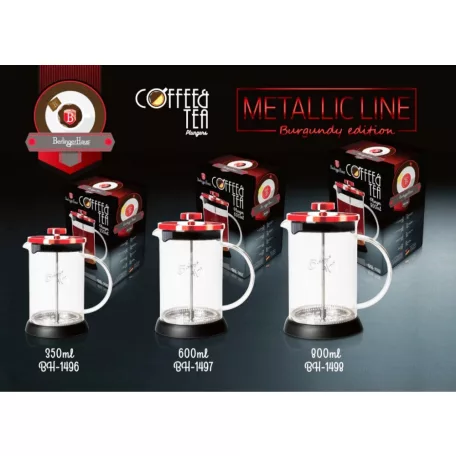 Berlinger Haus Dugattyús Kávéfőző 600 ml BH-1497 Burgundy