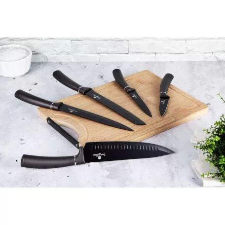 Berlinger Haus Késkészlet+Vágódeszka 6 Részes BH-2567A Carbon Pro