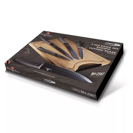 Berlinger Haus Késkészlet+Vágódeszka 6 Részes BH-2567A Carbon Pro