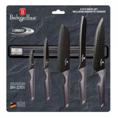   Berlinger Haus Késkészlet Mágneses Akasztóval 6 Részes BH-2701 Carbon Pro