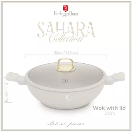 Berlinger Haus Wok Fedővel 30 Cm BH-8065 Sahara 