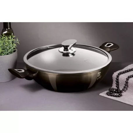Berlinger Haus Wok+Fedő 30 Cm BH-7115 Shiny Black 