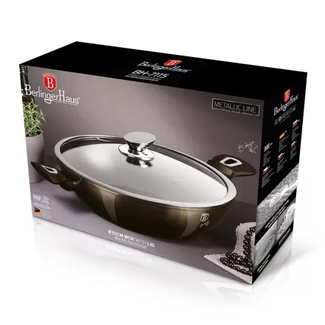 Berlinger Haus Wok+Fedő 30 Cm BH-7115 Shiny Black 