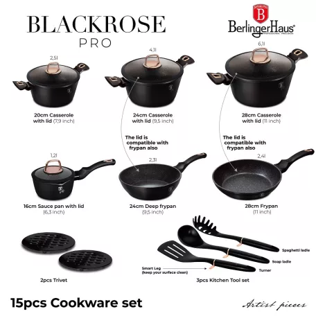 Berlinger Haus Edénykészlet 15 részes BH-8234 Black Rose 