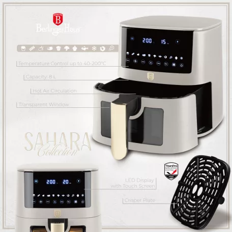 Berlinger Haus Forrólevegős AirFryer Sütő 8 L BH-9607 Sahara 