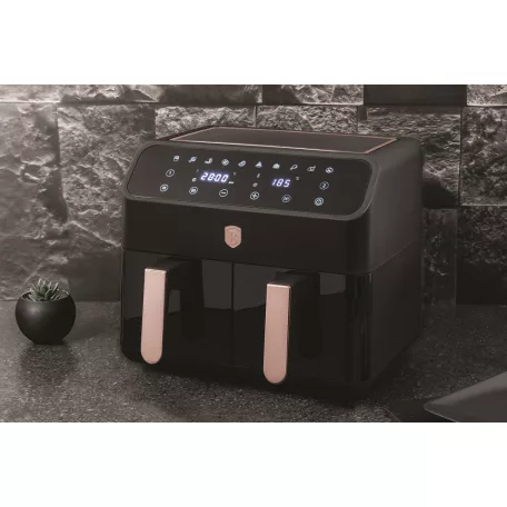 Berlinger Haus Forrólevegős AirFryer Sütő Dupla Kosárral 4 L+4 L BH-9659 Black Rose
