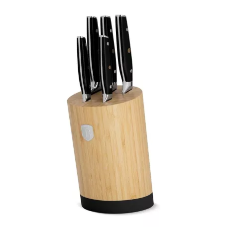Berlinger Haus Késkészlet 6 részes Bambusz Állvánnyal BH-3136 Matte Black 