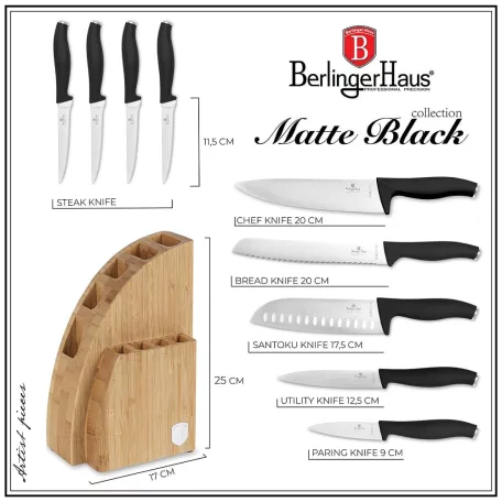 Berlinger Haus Késkészlet 10 részes Állvánnyal BH-2979 Matte Black 