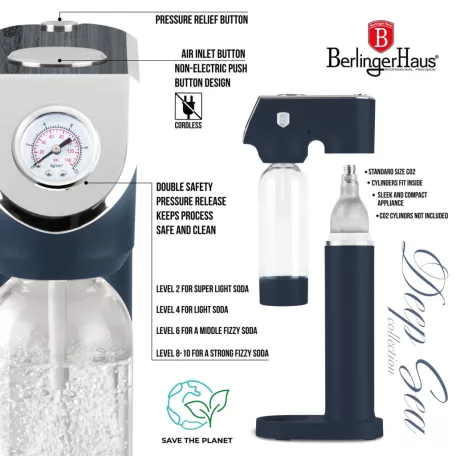 Berlinger Haus Szódagép 2 Palackkal BH-9762 Deep Sea 