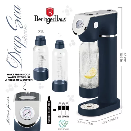 Berlinger Haus Szódagép 2 Palackkal BH-9762 Deep Sea 