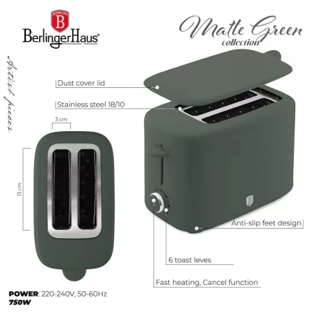 Berlinger Haus Kenyérpirító BH-9705 Matte Green 