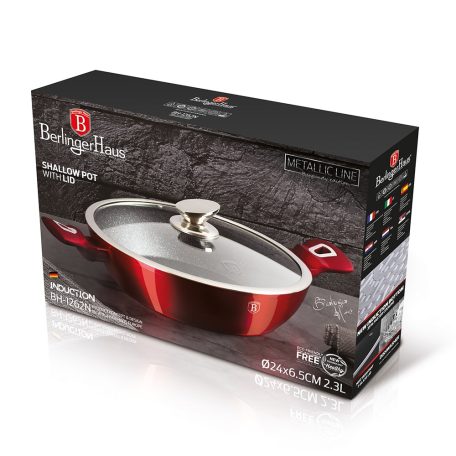 Berlinger Haus Alacsony Lábas Fedővel 24 Cm BH-1262N Burgundy