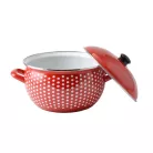 Piros Pöttyös Zománcozott Lábas 18 cm 2,7 l
