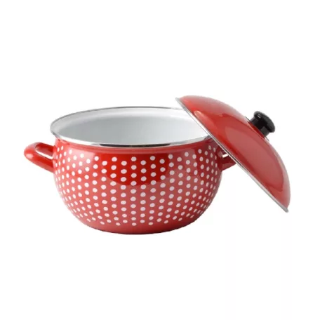 Piros Pöttyös Zománcozott Lábas 20 cm 3,8 l