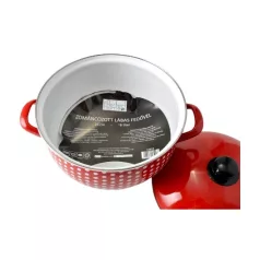 Piros Pöttyös Zománcozott Lábas 24 cm 6 l