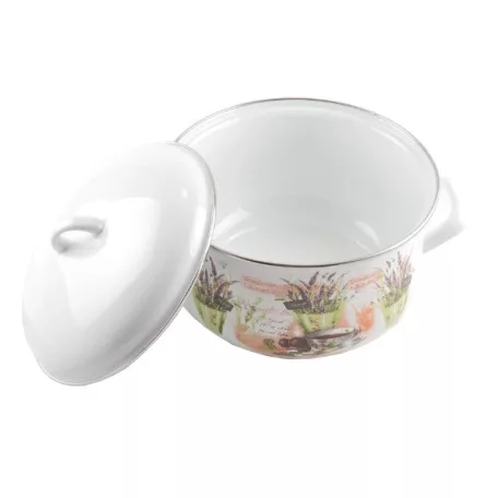 Levendula Mintás Zománcozott Lábas 22 cm 4,8 l 