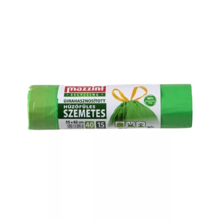 Húzófüles Újrahasznosított Szemeteszsák 40 L Mazzini 15 Db-os