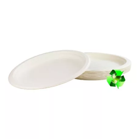 Egyszerhasználatos papír lapostányér (cukornád) 22 cm 50 db-os