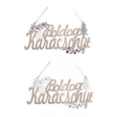 Fa Ajtódísz Boldog Karácsonyt 31*15 cm 060302 