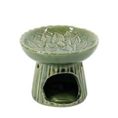 Kerámia olajmécses 11 cm Lótusz zöld 145105