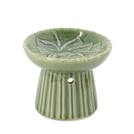 Kerámia olajmécses 11 cm Lótusz zöld 145105