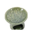 Kerámia olajmécses 11 cm Lótusz zöld 145105