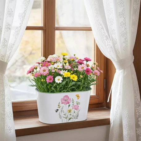 Bádog ovál kaspó 23 cm Pipacsos 080960