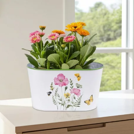 Bádog ovál kaspó 23 cm Pipacsos 080960