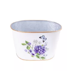 Bádog ovál kaspó 18x11 cm Hortenzia 080976