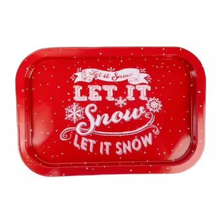 Bádog tálca 34x23 cm Let it Snow 081279