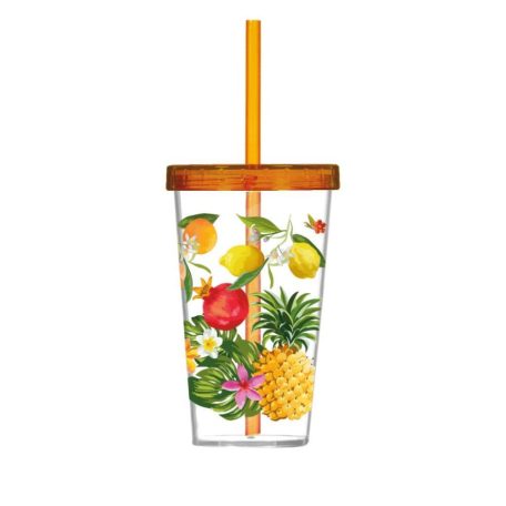 Pohár Szívószállal 660 ML Fruits