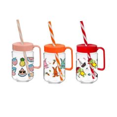 Üvegpohár Szívószálas 370 ML Kid