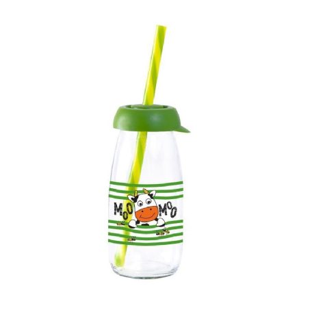 Üveg+Szívószál 250 ML Green Cow